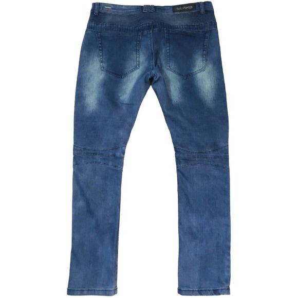 Chili Pepper CP~ Men's Size 38~ Dark Denim Slim Fit Jean's Distressed. - Picture 4 of 13